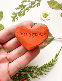 Image 1 of Courageous - Mini Wood Burned Heart