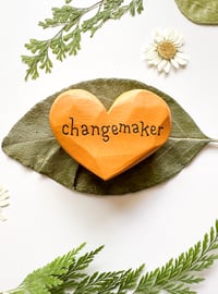 Image 3 of Changemaker - Mini Wood Burned Heart
