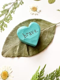Image 2 of Brave - Mini Wood Burned Heart