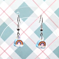 Image 1 of Tiny Rainbow Cloud Earrings – Lightweight, Whimsical, and Hypo-Allergenic