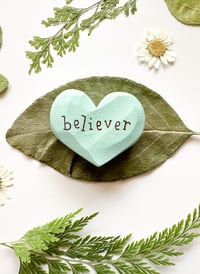 Image 3 of Believer - Mini Wood Burned Heart