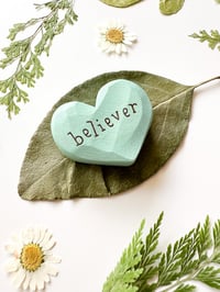 Image 2 of Believer - Mini Wood Burned Heart