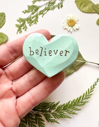 Image 1 of Believer - Mini Wood Burned Heart