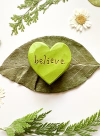 Image 3 of Believe - Mini Wood Burned Heart
