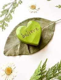 Image 2 of Believe - Mini Wood Burned Heart