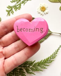 Image 1 of Becoming - Mini Wood Burned Heart