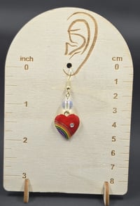 Image 3 of Rainbow Heart Dangle Earrings - Gold – Whimsical, Sparkly, and Hypo-Allergenic
