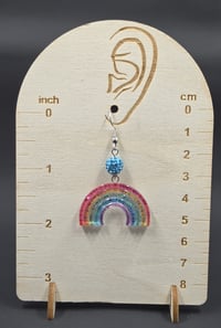 Image 4 of Sparkly Rainbow Dangle Earrings – Glittery, Bold, and Hypo-Allergenic