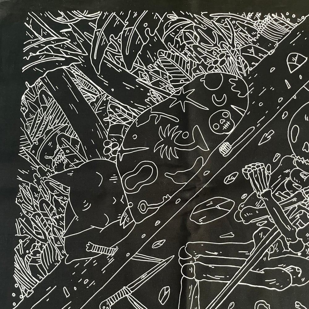 Image of Sleeping Cat/Skeleton Bandana 