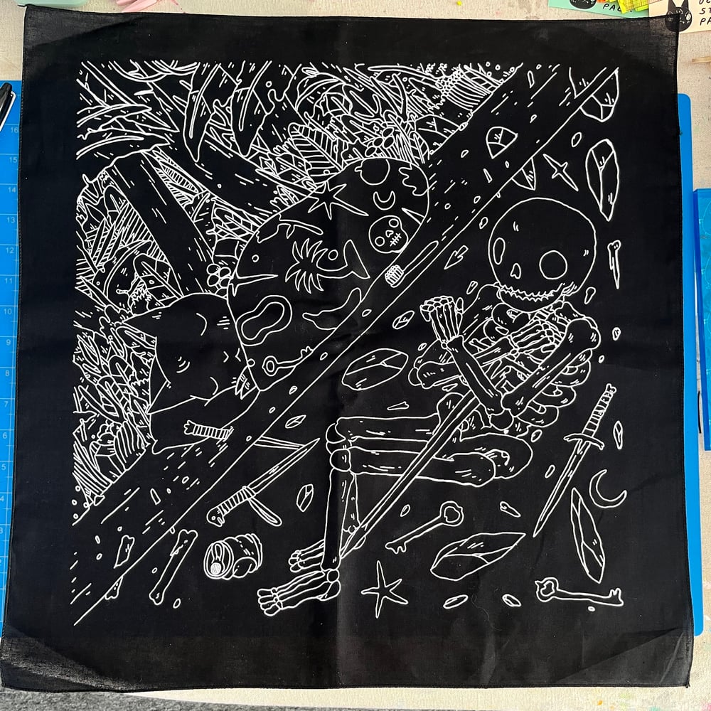 Image of Sleeping Cat/Skeleton Bandana 