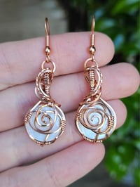 Image 2 of Mother of Pearl Rose Earrings 