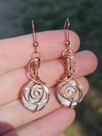 Image 3 of Mother of Pearl Rose Earrings 