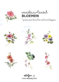 Image 2 of Set van 7 gevouwen A6 kaarten bloemen
