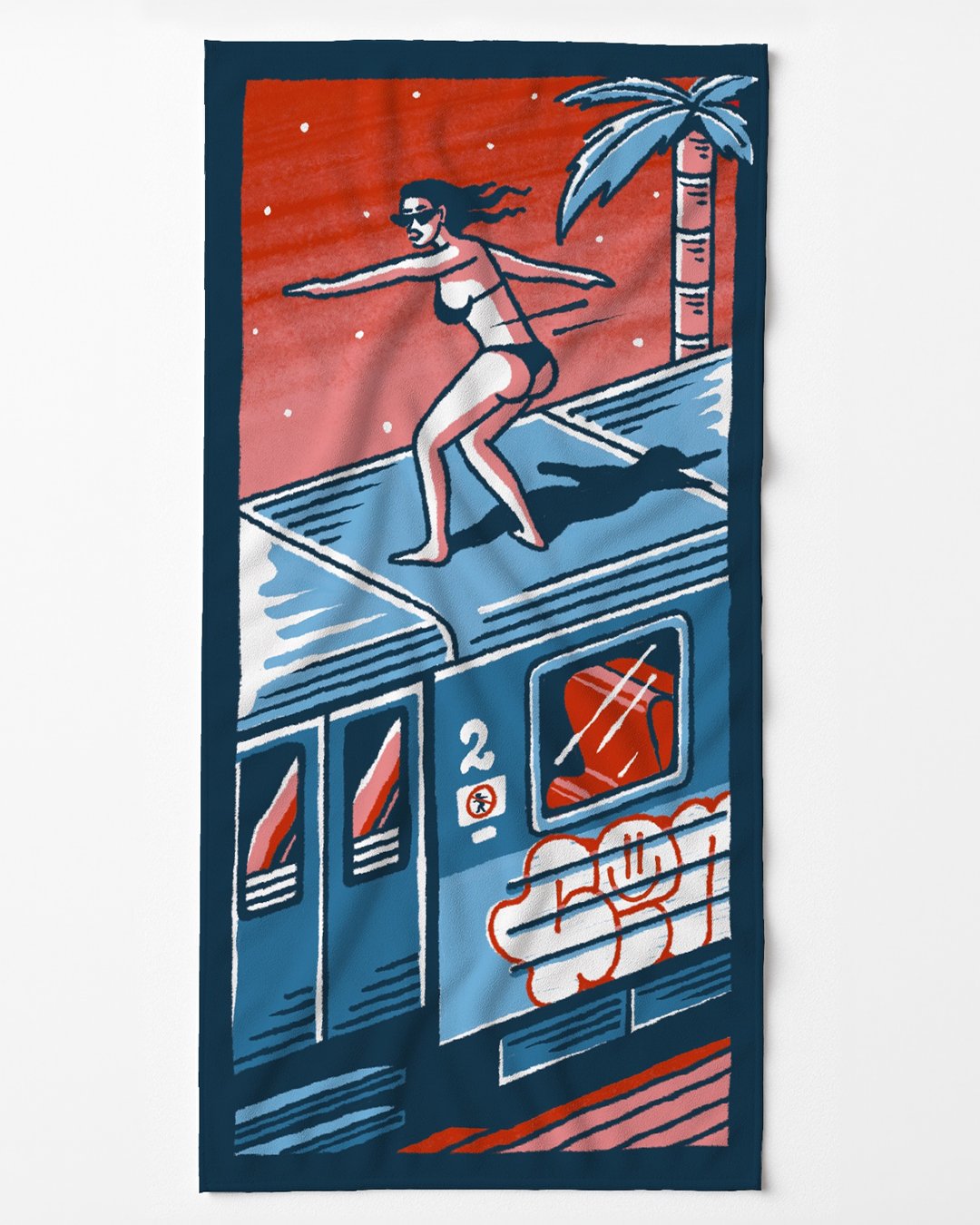 Image of trainsurfing beach towel