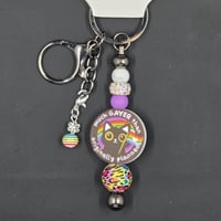Image 2 of “Much Gayer Than Originally Planned” Cat Keychain – Bold, Quirky, and Rainbow-Powered