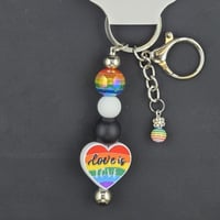 Image 2 of Love is Love Rainbow Heart Keychain – Bold, Colorful, and Full of Pride
