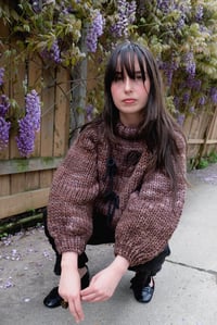 Image 1 of Altona Sweater (Merino wool in Sable w/ optional bows)