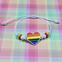 Image 1 of Rainbow Heart Friendship Bracelet – Bold, Adjustable, and Full of Pride