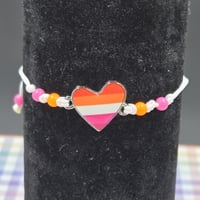 Image 2 of Lesbian Pride Heart Bracelet – Bold, Playful, and Adjustable