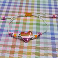 Image 1 of Lesbian Pride Heart Bracelet – Bold, Playful, and Adjustable