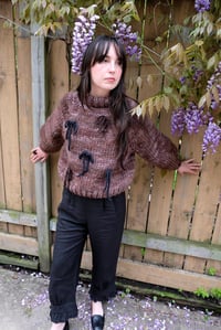 Image 3 of Altona Sweater (Merino wool in Sable w/ optional bows)