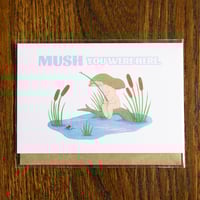 Image 1 of "Chumbo Is Saving Your Seat" (4x6 blank greeting card)