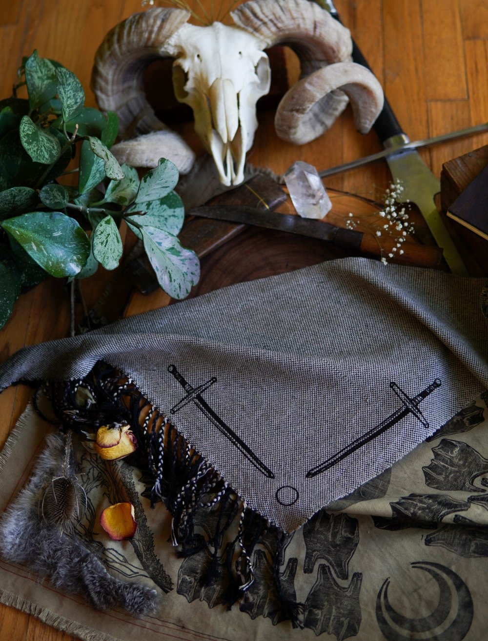 Image of Ash Grey Sword Kerchief- 2