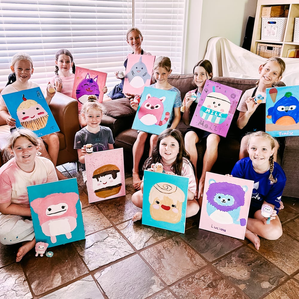 Image of Squishmallow on canvas - Monday 7 July 9am-3pm ALL DAY