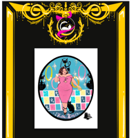 Image 1 of Poster: 1950's Inspired Plus Size Woman with Bombay Cat Art by Rhapsody Artajo