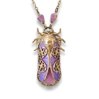 Image 2 of Fae Cicada Necklace with Iridescent Wings & Aurora Jewel – Whimsical Insect Pendant