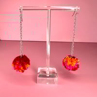Image 2 of small single pom pom earring