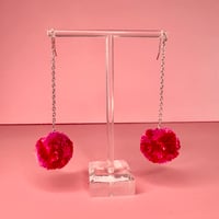 Image 1 of small single pom pom earring
