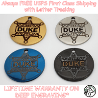 Image 1 of Sheriff Badge K9 Custom Pet ID Cat Dog Tag Round Stainless Steel Frenchie 2-Sides Free Shipping