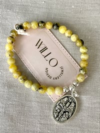Image 2 of Yellow Turquoise gemstone with dragonfly charm 