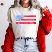 Image 1 of PATRIOTIC AMERICAN FLAG BOW