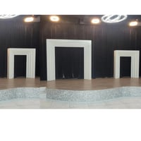 Image 1 of 8 ft  W  X  8 ft  H  / 5 W X 6Ft H.    White Wood Backdrop- Rainbow Panel 