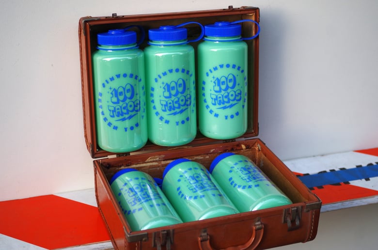 Image of Sim Works & 100 Tacos Glow in the Dark Nalgene Bottle