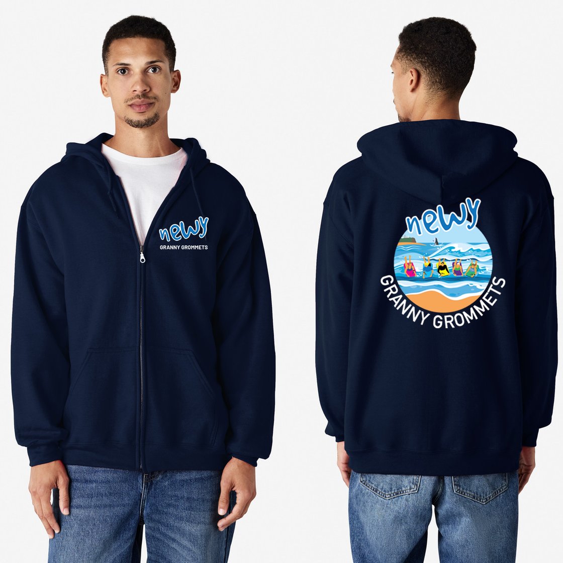 Image of Newy Granny Grommets Zipped Hoodie 