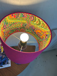 Image of Double Sided Fuchsia Linen Paisley Jungle Shade 30cm