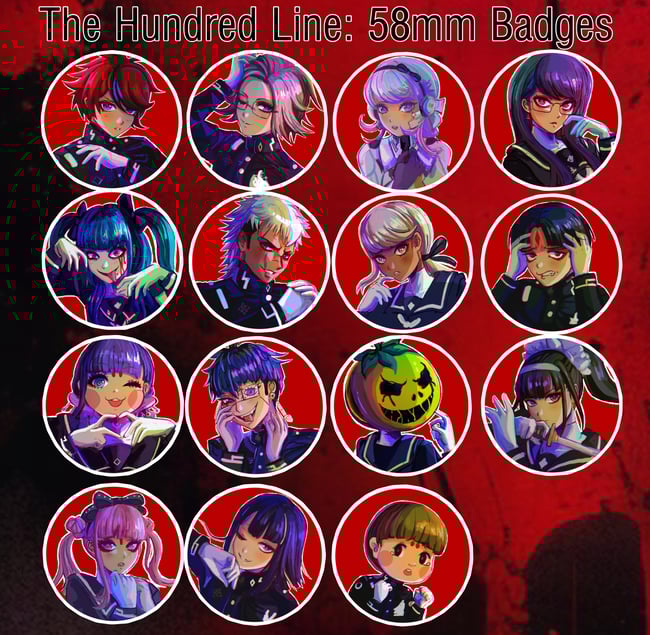 The Hundred Line - Last Defence Academy 58mm Badges