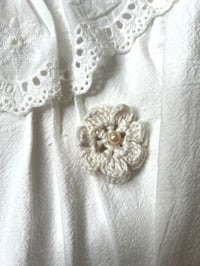 Image 4 of Long Sleeve Cotton Dress with Handmade Flower Brooch