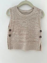 Image 1 of Kids' Beige Knitted Sweater Vest with Button Details 