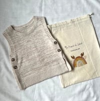 Image 2 of Kids' Beige Knitted Sweater Vest with Button Details 