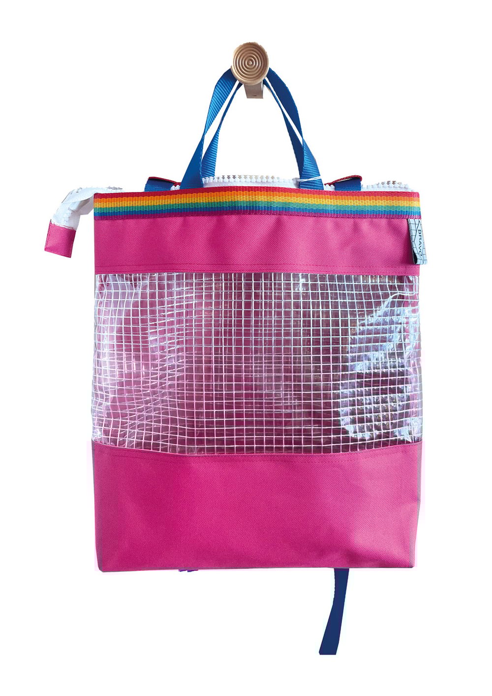 Image of Ghostbag format medium - rose fushia bretelles bleues