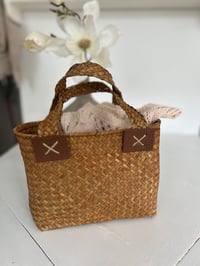 Image 3 of Mini Woven Basket Bag for Girls