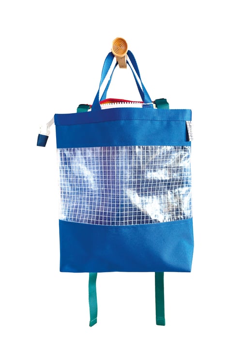Image of Ghostbag format medium - bleu royal bretelles vertes