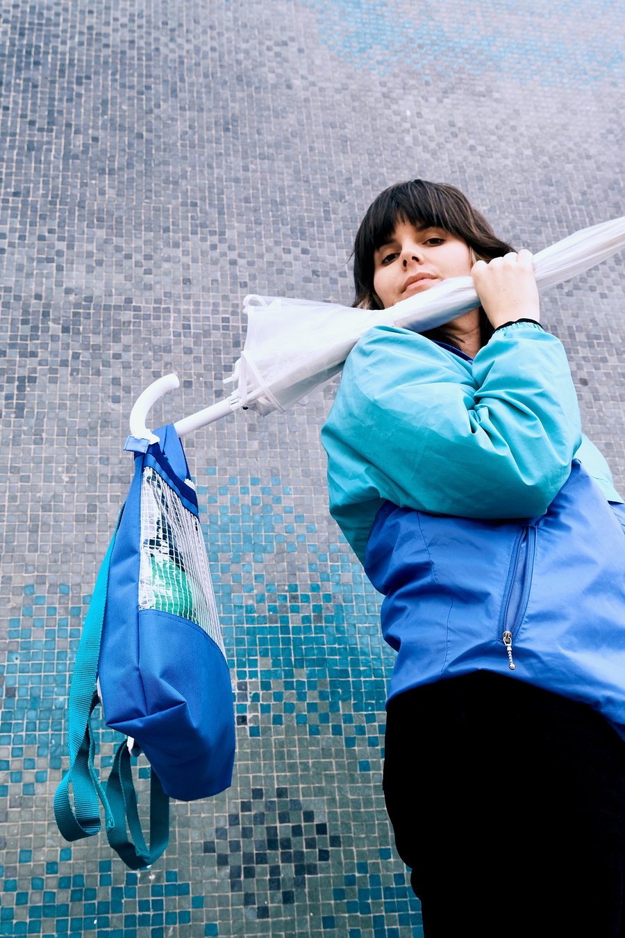 Image of Ghostbag format medium - bleu royal bretelles vertes