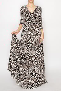 Image 1 of Ivory and Brown Animal Print DIVA Maxi