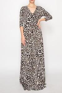 Image 2 of Ivory and Brown Animal Print DIVA Maxi