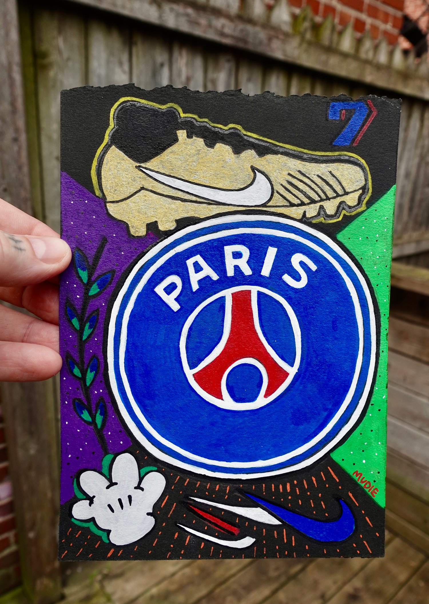 Image de " Paris " - Oeuvre originale - Acrylique sur carton noir 5,5 x 8''